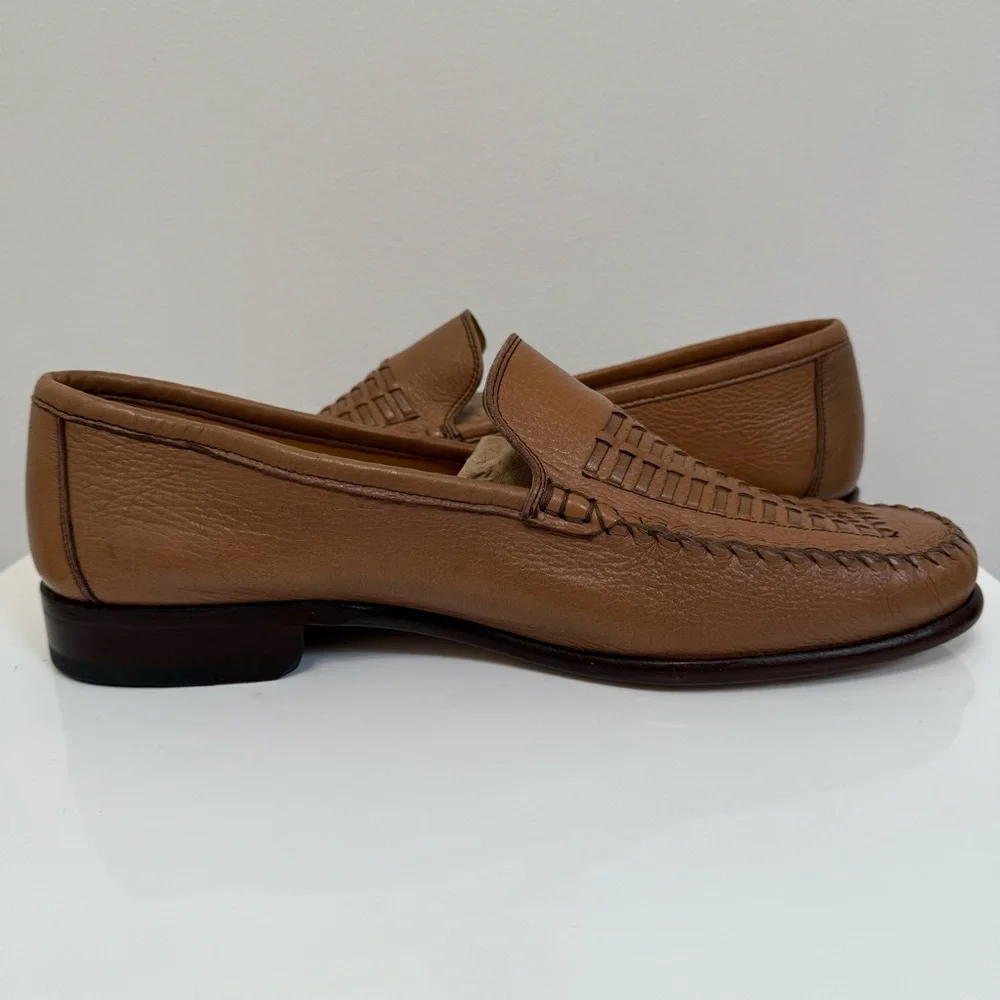 Bostonian Men's Tan Soft Leather Woven Leather Loafer Men's Size 12 M Career